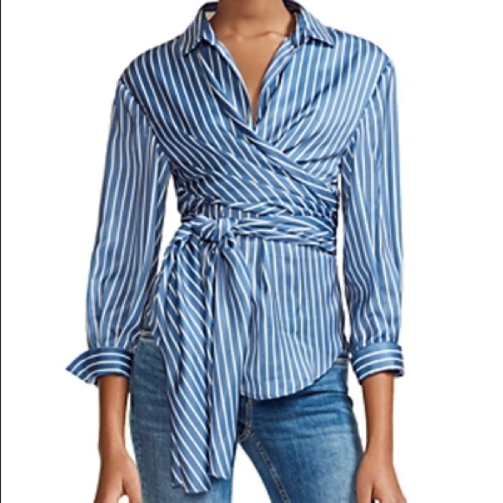 Maje Striped Wrap-Front Shirt